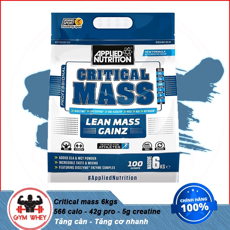 Sữa Dinh Dưỡng Tăng Cân Nhanh Applied Nutrition Critical Mass 12lbs (6kg) Authentic 100%