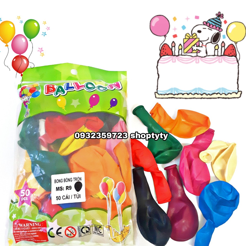 1 Bịch 50 Cái Bong Bóng Balloon Đủ Màu Dùng Trong Trang Trí Sinh Nhật