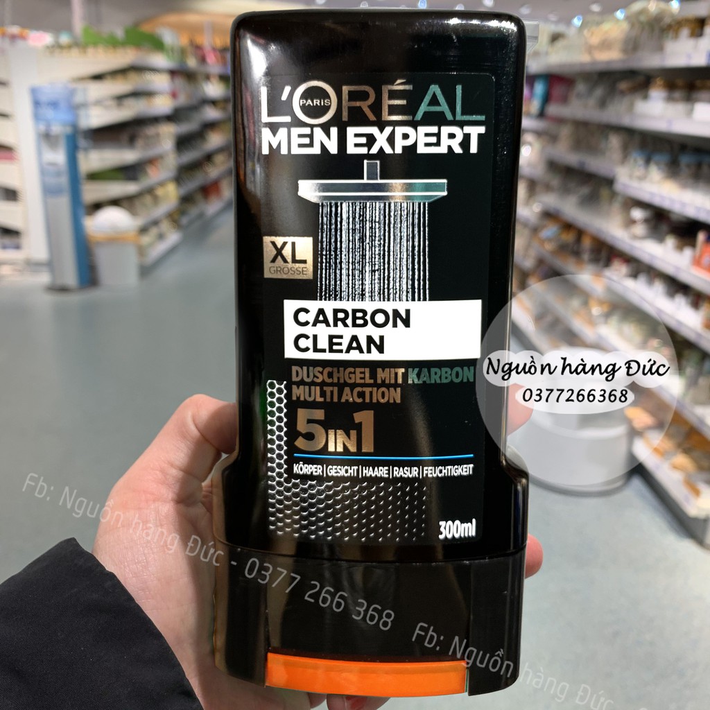 Sữa tắm gội Loreal Men expert chuẩn Đức 5in1 (Tắm - Gội - Rửa mặt - Cạo Râu - Dưỡng Da)- Nguồn hàng Đức