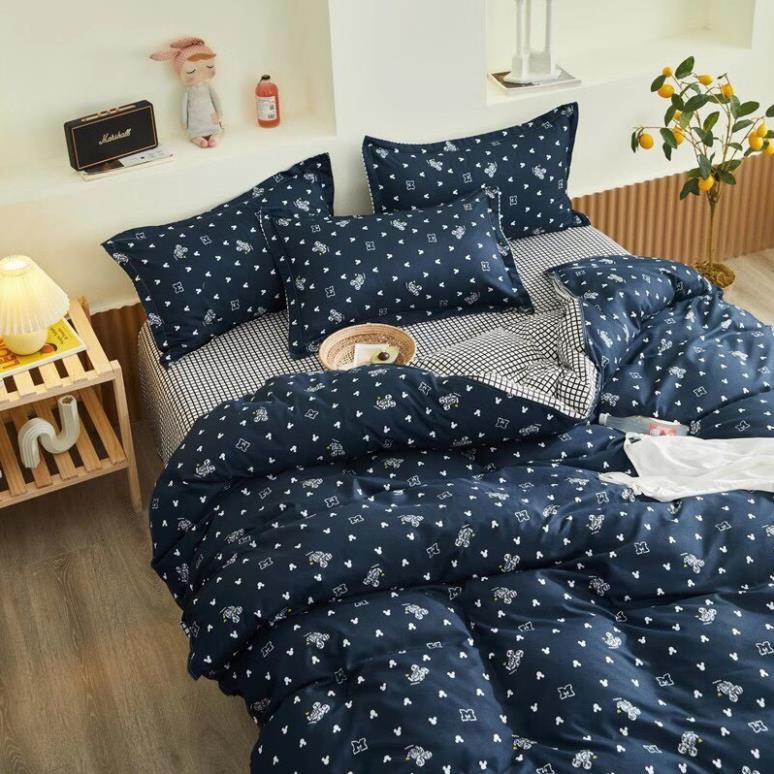 Chăn ga gối cotton poly nhập khẩu mẫu Mickey Nhí bộ 4 món Chăn, ga , 2 vỏ gối Happy Bedding