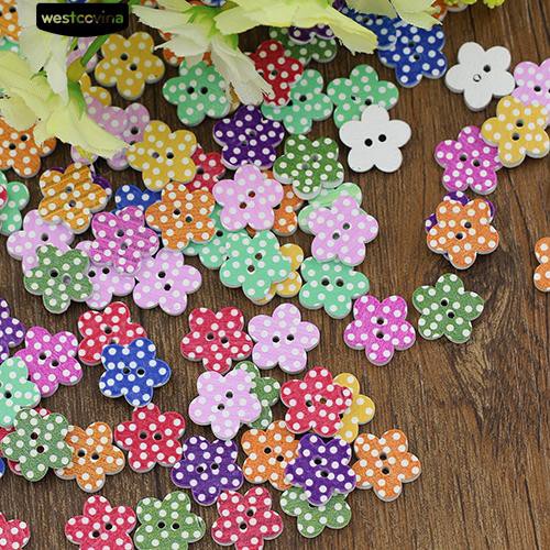 Set 100 nút hình hoa chấm bi dễ thương 20 X 2mm tự làm may vá thủ công