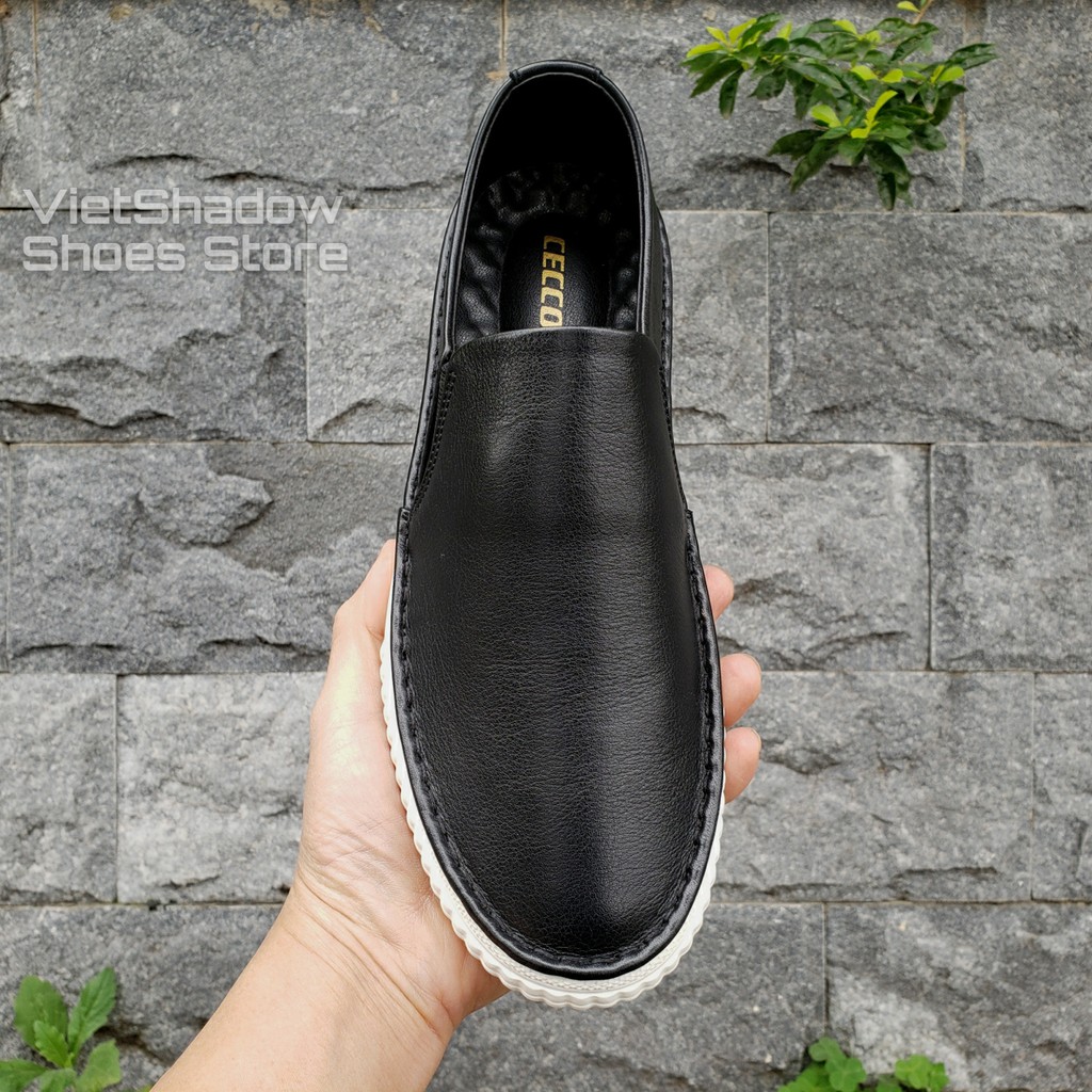 Slip on da nam - Giày lười da Made in Vietnam - Chất liệu da bò, đế cao su - Mã HP-958383