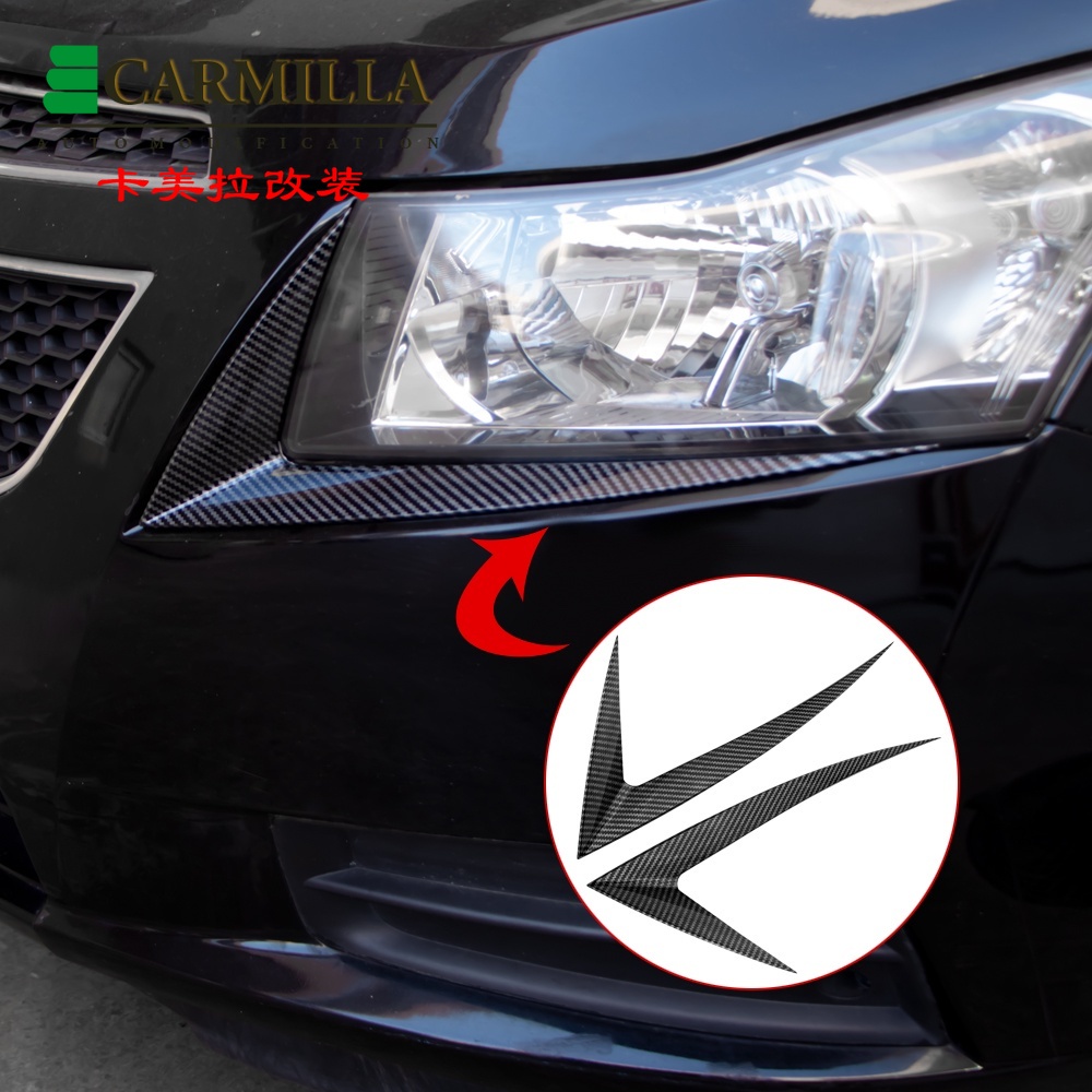 1 Cặp Miếng Dán Đèn Pha Họa Tiết Sợi Carbon Trang Trí Xe Hơi Chevrolet Cruze 2009-2014