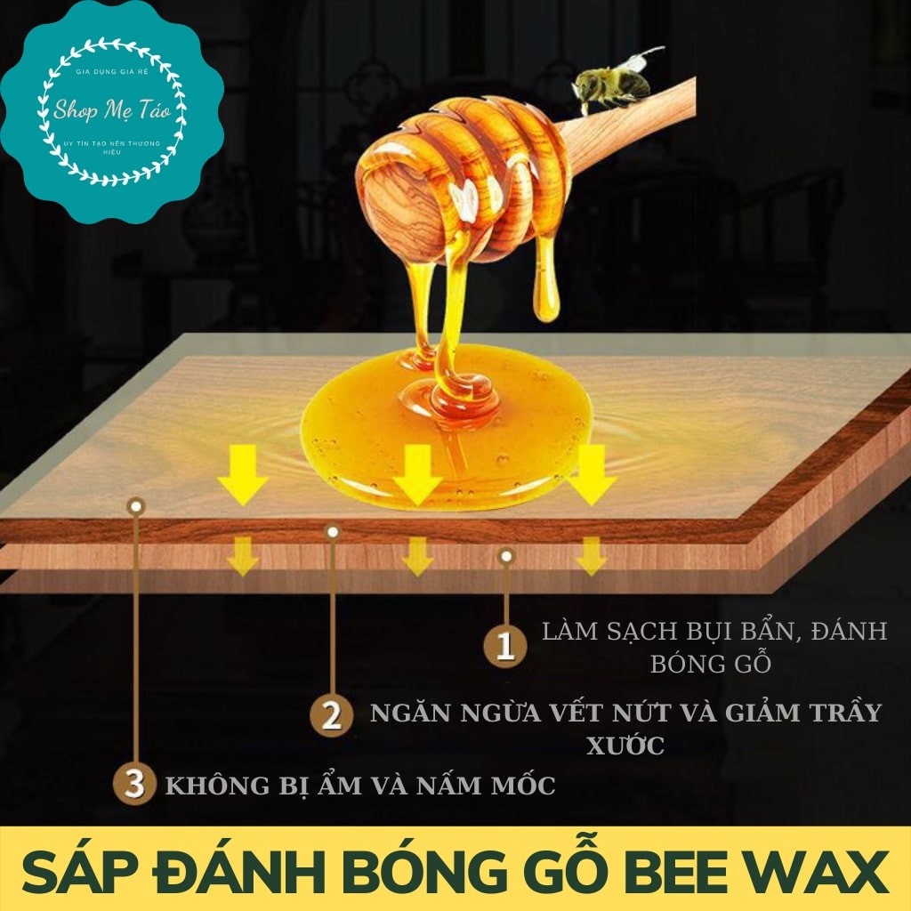 Sáp ong đánh bóng gỗ, lau sàn gỗ, dầu sáp lau bóng gỗ chống thấm ,nước, bụi bẩn BEEWAX hàng loại 1 hộp to.