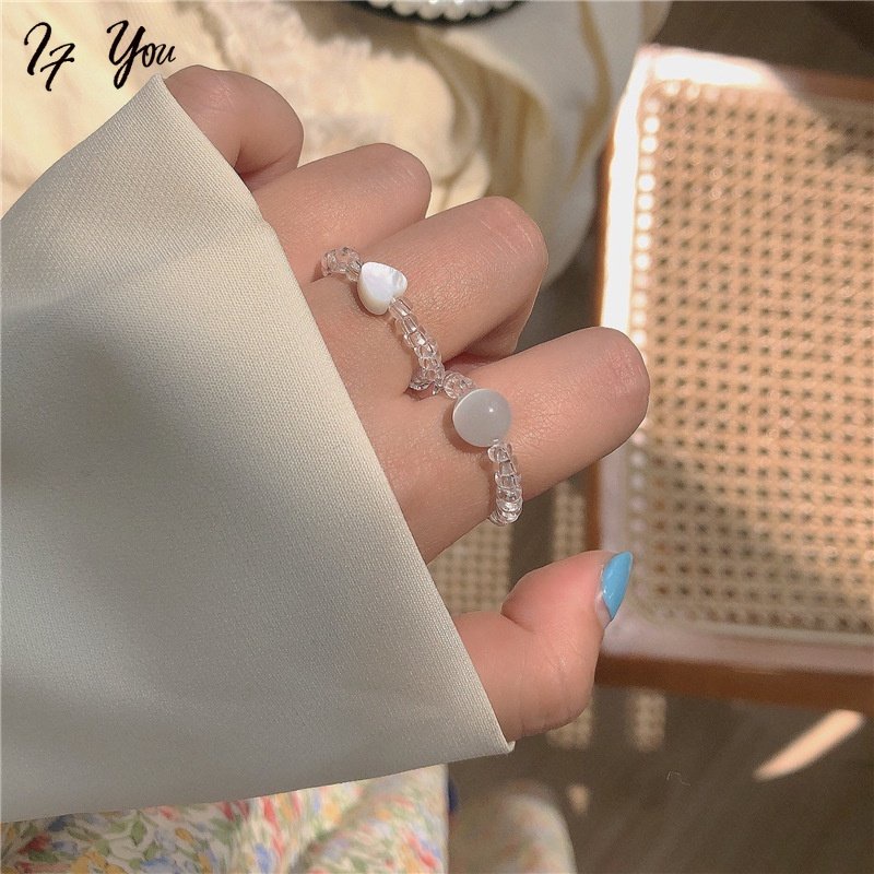 Set 2 nhẫn nữ AY phối đá mắt mèo/ xà cừ đơn giản thời trang