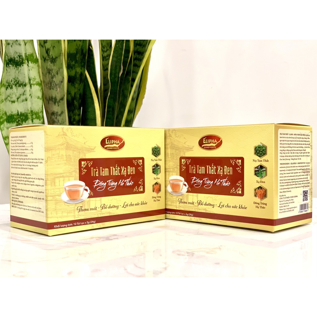 [Combo] 2 Hộp trà đông trùng hạ thảo & Tam thất xạ đen Elipha/Traphaco Sapa