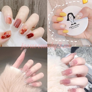 Ready Stock Set 24 móng giả bằng acrylic xinh đẹp dùng trang trí móng nghệ thuật chuyên nghiệp cho nữ / móng tay giả kèm keo / Móng Tay Giả / Móng Tay Giả Đính Đá / Móng Tay Giả Dài / Set 24 Móng Tay Giả