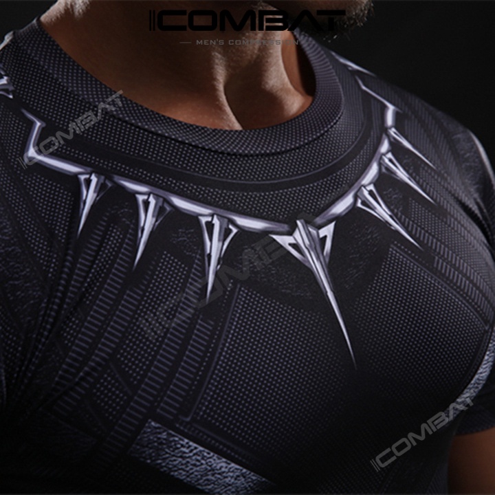 IICOMBAT Áo thể thao nam dài tay thun lạnh tập GYM co dãn 4 chiều ôm body cosplay Black Panther The Flash