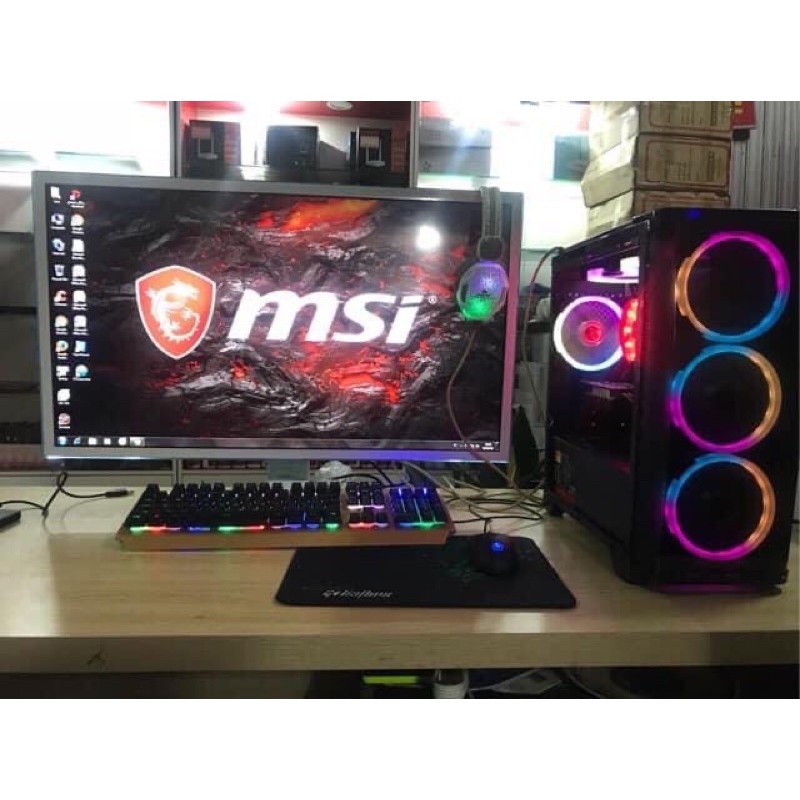 Bộ máy tính bàn h61 I3 Ram 4G Cạc hình Gt730 2g MỚI 99% chiến game Liên Minh, CF, FiFa 4 mượt kèm  màn  20 ich