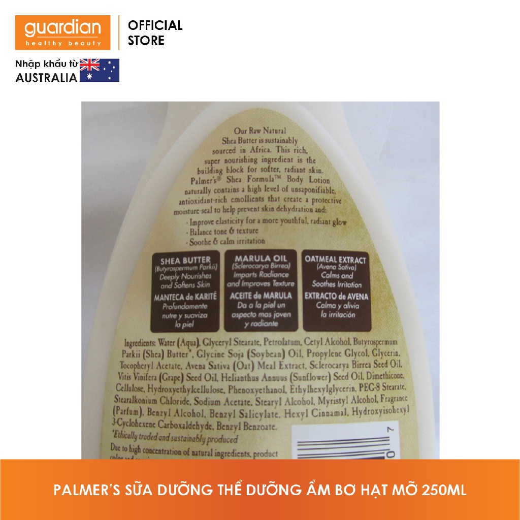 Sữa Dưỡng Thể Giữ Ẩm Bơ Hạt Mỡ Palmer’s Raw Shea Body Lotion (250ml)