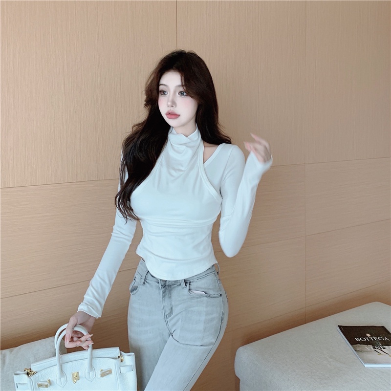 Áo tay dài cổ lọ dáng ôm quyến rũ thời trang cho nữ