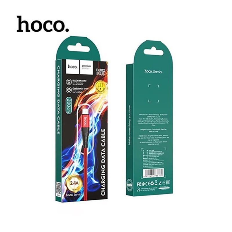 Cáp Sạc 2 Mét Chính Hãng Hoco DU02 Dành Cho Các Dòng Máy SamSung/OPPO/IP Cáp Dây Dù Chống Rối Tốt
