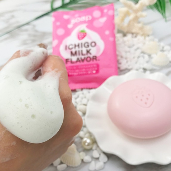 Xà phòng tắm chiết xuất từ sữa và dâu tây Nhật Bản 80g hương thơm nhẹ dịu, dưỡng trắng hoàn hảo
