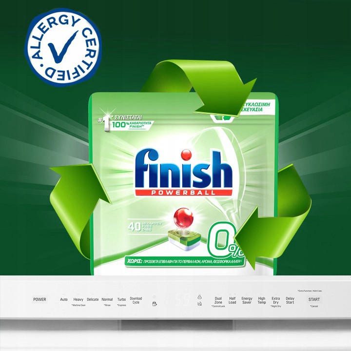 [KM thêm 200g muối Finish] Viên rửa bát Finish hữu cơ 0% 70 viên