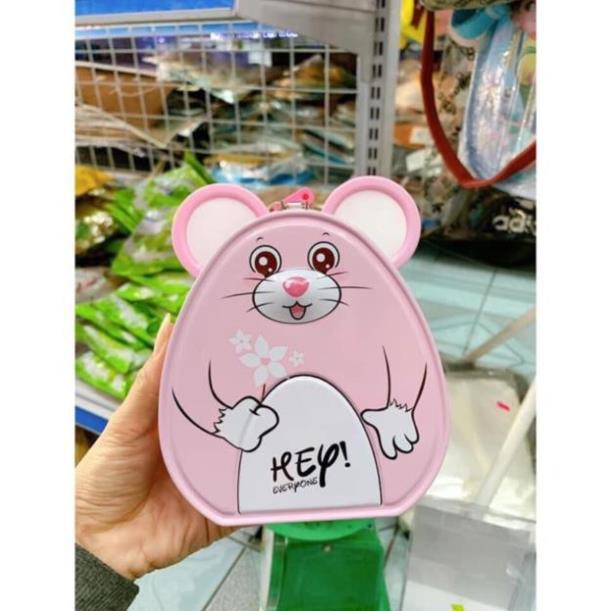 Hộp tiết kiệm hình chuột có khoá sắt cao cấp