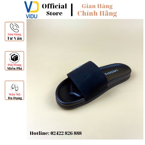 Dép nam thời trang LACOSTE ViDu 21121 màu đen đính kèm logo cắt laser sắc nét sang trọng