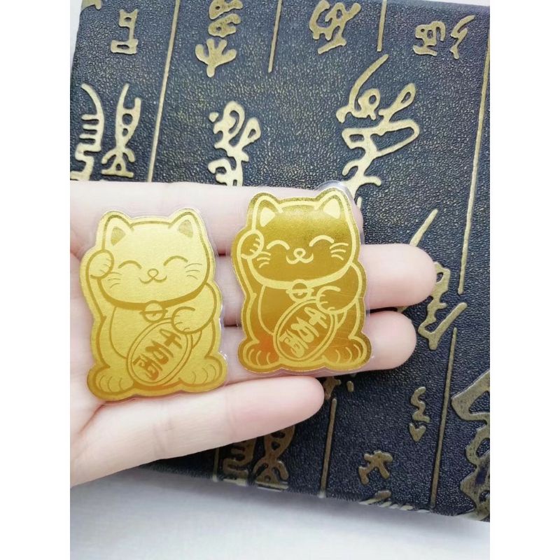 MVP1226 Mèo thần tài lộc phát mạ vàng dán điện thoại... siêu dễ thương