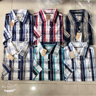 ÁO SƠ MI CARO NAM COTTON NGẮN TAY HOLLISTER VN XUẤT KHẨU!