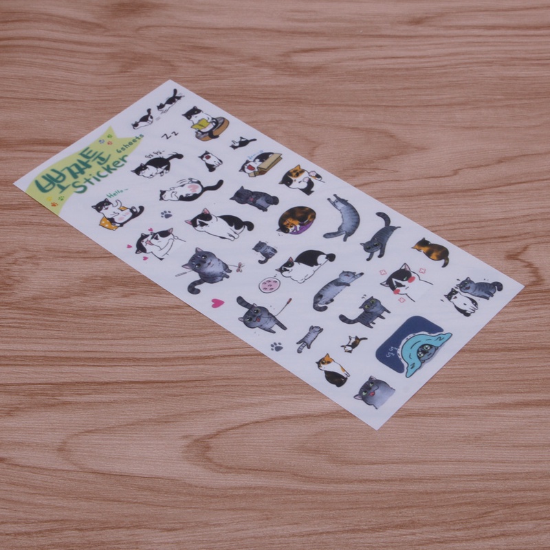 Set 6 Tấm Hình Dán Mèo Dễ Thương Dùng Để Trang Trí Album / Nhật Ký / Lịch