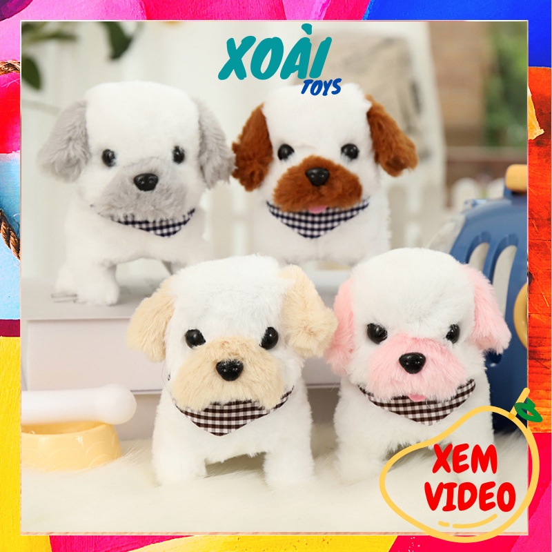Thú nhồi bông, Chó bông biết đi biết sủa, Đồ chơi chó bông đáng yêu cho bé, Chó nhồi bông biết đi cực xinh cho trẻ em