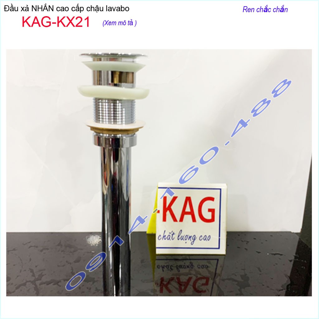 Ống xả ấn tay lavabo KAG-KX21, đầu xả nhấn chậu rửa mặt inox dày thoát nước nhanh sử dụng tốt