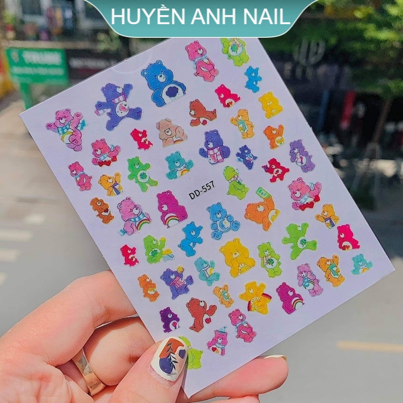 Stiker gấu hoạt hình cute dán móng