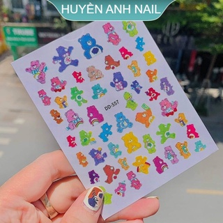 Stiker gấu hoạt hình cute dán móng