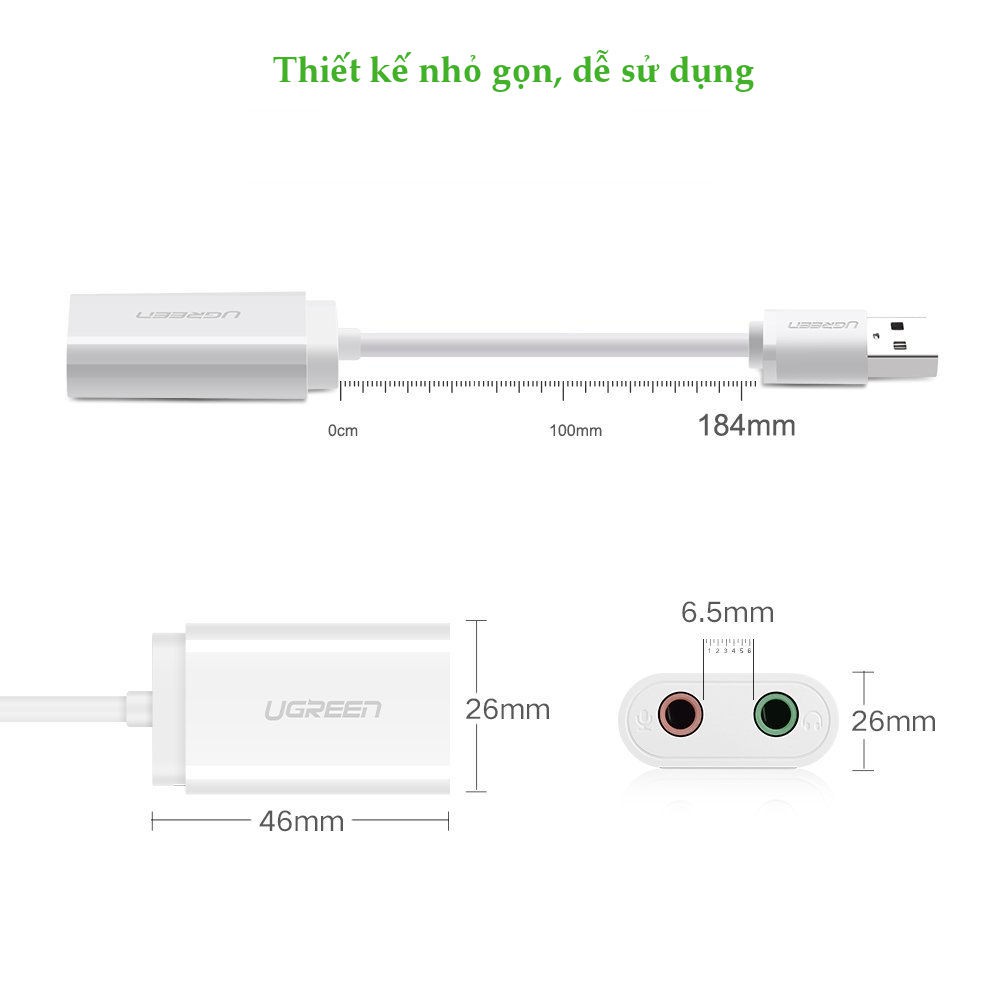 Cáp USB Sound UGREEN 30143