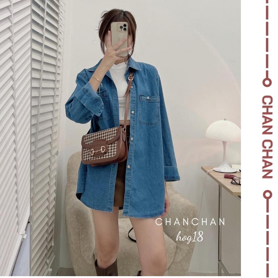 Áo Khoác Nữ Jean UNISEX Form Rộng Nam Nữ Màu Xanh- Áo khoác bò nữ form rộng suông