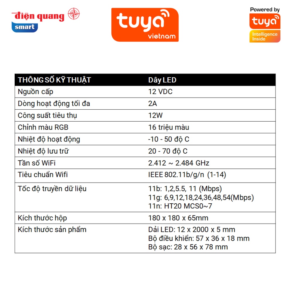 Dây Đèn LED Thông Minh Điện Quang Trang Trí Dài 2M, Wifi, Apollo ĐQ SLS1.1 02