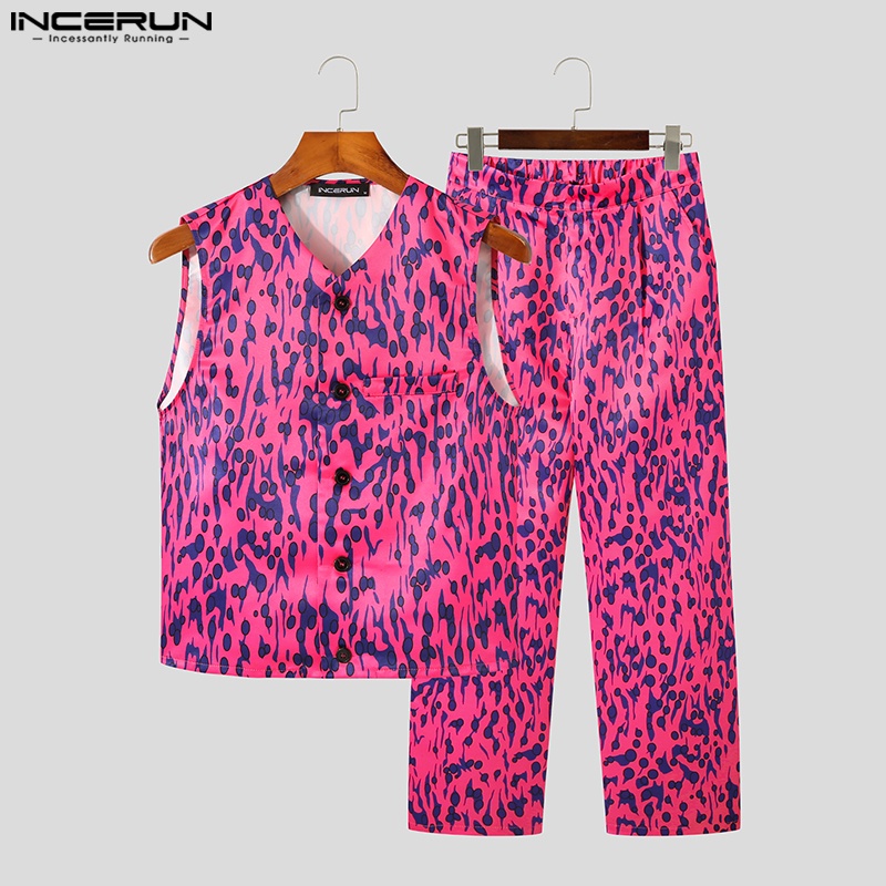 Set áo ghi lê + quần dài INCERUN họa tiết hoa thời trang hè cho nam