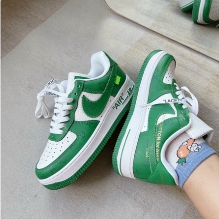 Giày Sport Louiss_Vuittonm x Nike_AirForce 1 Low By White Green/Af1 LV Xanh Lá Af1 LV White Green G99