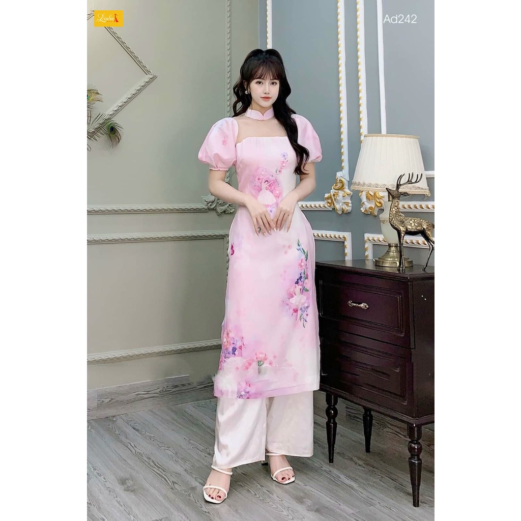 Áo dài tết 🎀LINLEE🎀 Áo dài cách tân cao cấp 4 tà tay bồng cách điệu đủ size s, m, l, xl | BigBuy360 - bigbuy360.vn