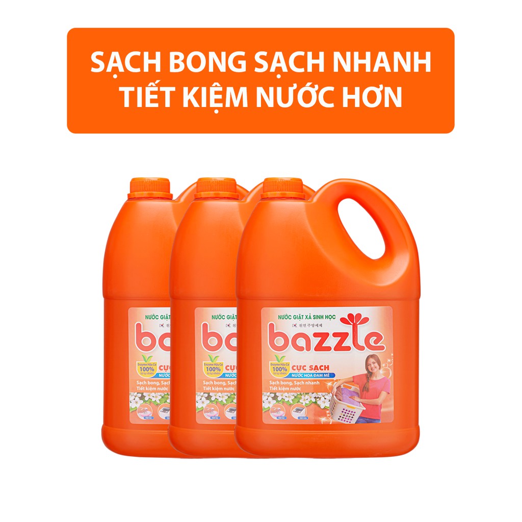 Nước giặt xả sinh học Bazzle Hàn Quốc hương nước hoa Đam Mê sạch hơn sạch nhanh hơn dịu nhẹ với cả bé yêu