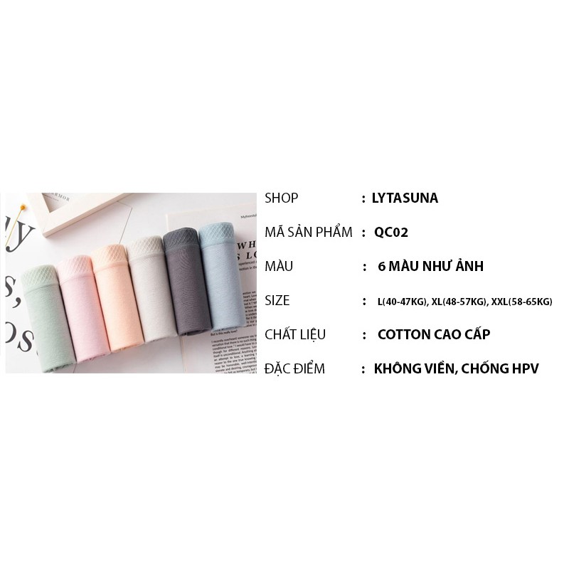 Quần lót cotton 365 cạp vừa, co giãn không bị hằn kháng khuẩn chống HPV QC02 | BigBuy360 - bigbuy360.vn