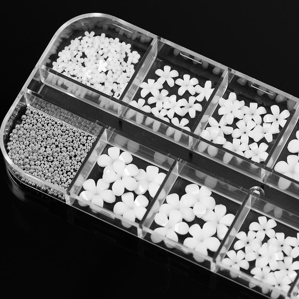 Phụ Kiện Hoa Trang Trí Móng Tay Nghệ Thuật Ba Chiều Màu Trắng Thanh Lịch DIY