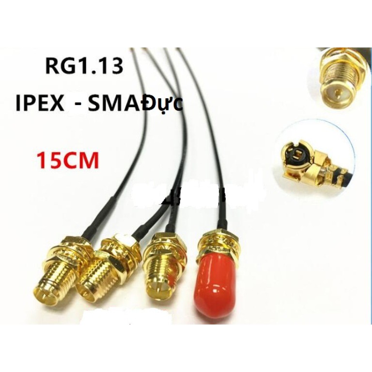 Dây cáp RF chuyển đổi SMA đực sang IPEX U.FL cable RG1.13 đen 15-20-30-50CM