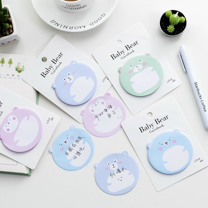 Giấy note ghi chú hình gấu baby bear cute dễ thương