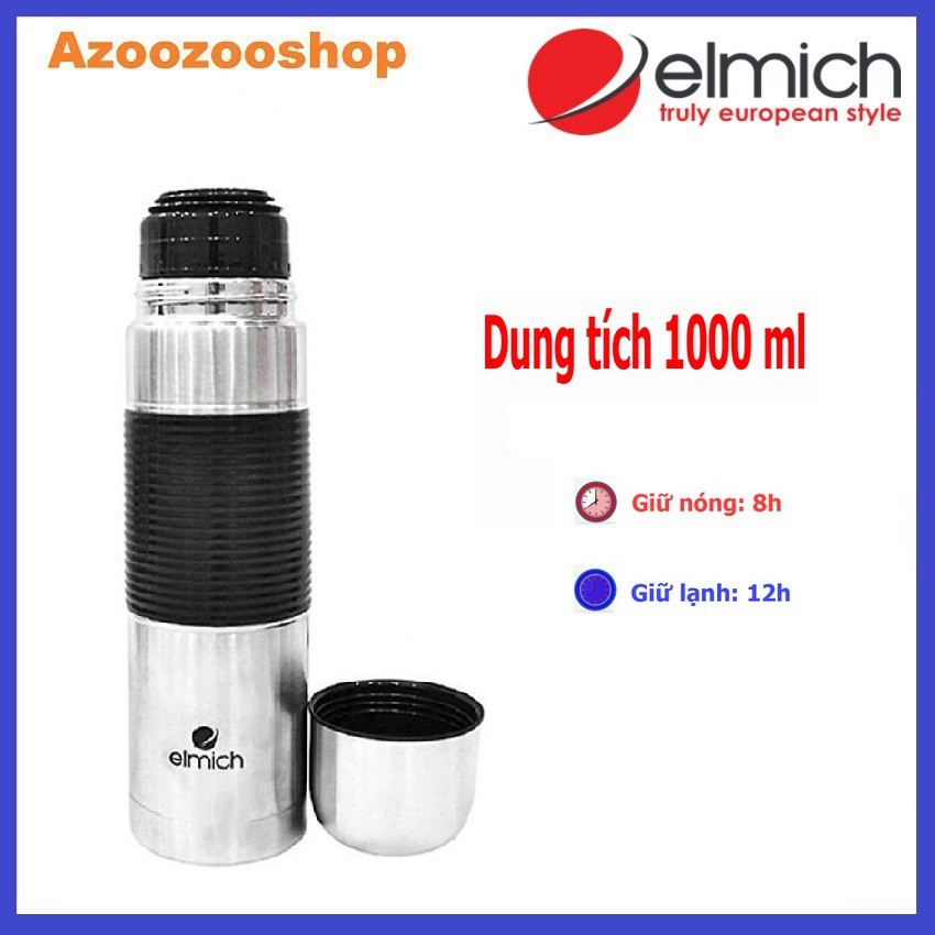 Bình giữ nhiệt inox Elmich EL-5203, 3 lớp, 8h - 12h, 1000 ml