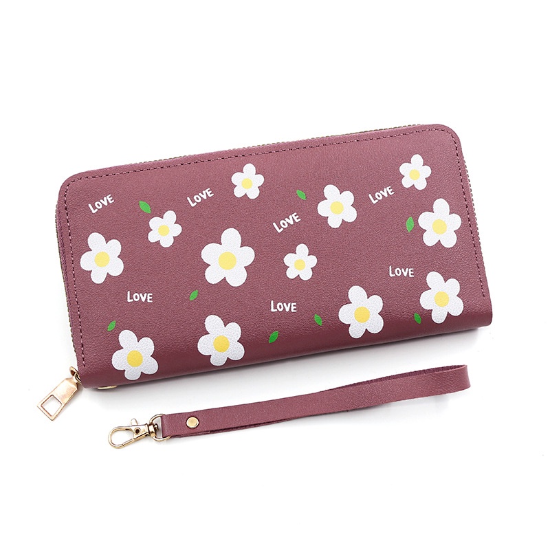 Ví Da Pu In Hoa Thời Trang Hàn Quốc