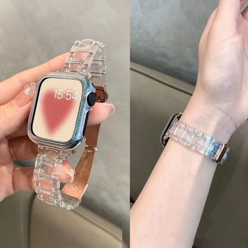 Dây Đeo Trong Suốt Cho Đồng Hồ Thông Minh Apple Watch 49MM 41MM 44mm 40 38 42 MM 45mm Series 8 Ultra Se 7 6 5 4 Iwatch 123 38mm 42mm