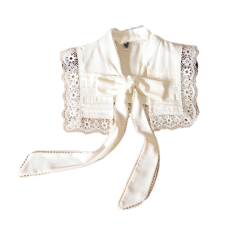 Yoioi Khăn Choàng Cổ Giả Thắt Nơ Thêu Hoa Rỗng Có Thể Tháo Rời Cho Búp Bê Nữ Ca