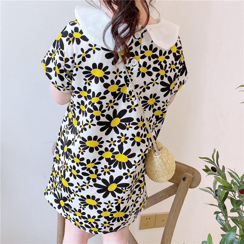 Đầm Hoa Ngắn Tay Thời Trang Cho Bé Gái 1-6 Tuổi