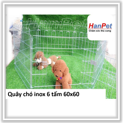 Hàng rào / Cũi chó / Quây chó màu trắng phủ inox chống gỉ (6 tấm 60x60) - Ladiep 501