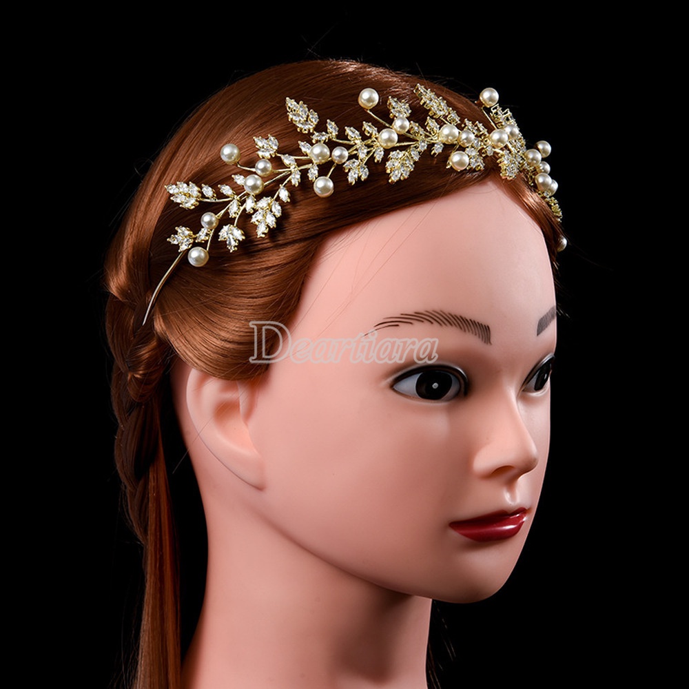 Băng Đô Cài Tóc Hình Lá Phong Thời Trang Cho Cô Dâu