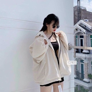 Áo khoác nhung tăm form unisex có nón