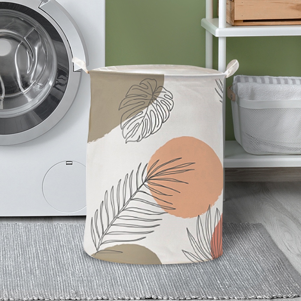 Homebase MOYA Giỏ để đồ giặt hình tròn HA10620A bằng Polyester 55X42X42CM họa tiết hoa