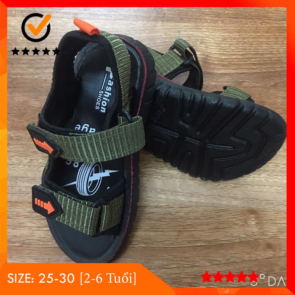 Dép Sandal 💖 Giày Sandal Bé Trai 2-6 Tuổi 💖 Màu Xanh Rêu Quai Dán Đế Cực Êm 💖 Sandal Quai Hậu Siêu Đẹp Cho Bé Đi Học