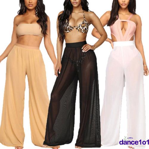 Quần Ren Dài Ống Loe Xuyên Thấu Thời Trang Dành Cho Nữ