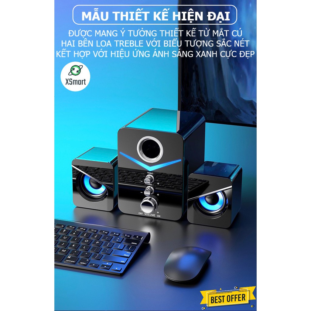 loa vi tính bluetooth - D-221 - loa máy tính để bàn , chuyên game , có led , âm bass trầm , laptop, pc , điện thoại